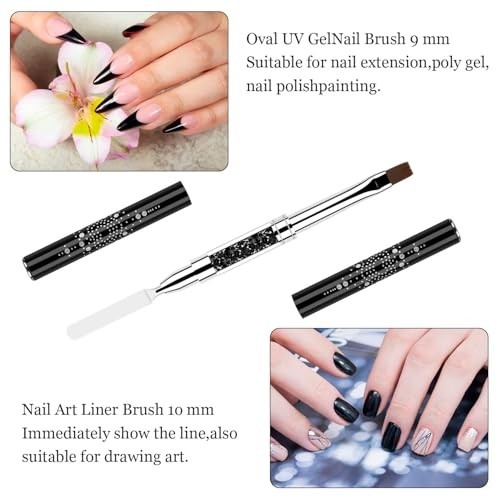Double Ended Nail Builder Gel Brush 2 Pcs French Tip Brush Oval Gels for Nail