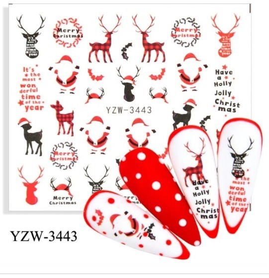 Christmas Nail Art Water Decals: Santa, Snowman, Reindeer(Group 2)