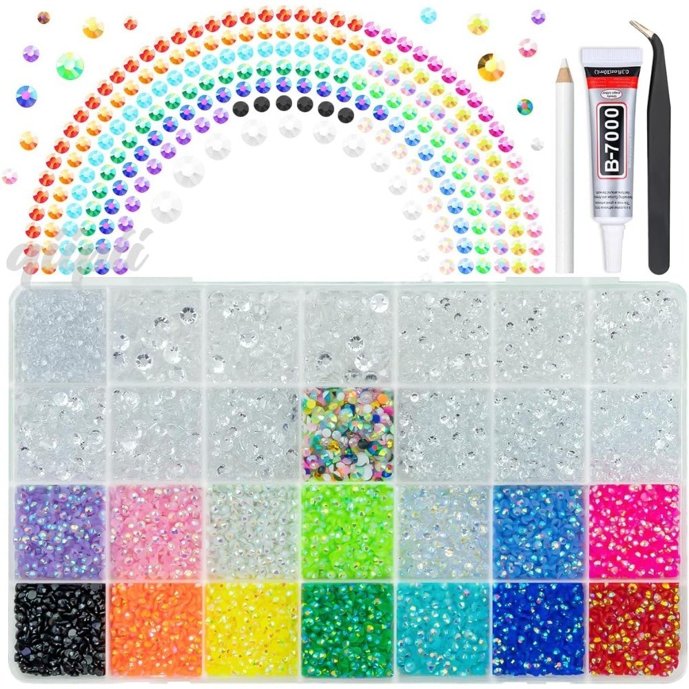Clear Flatback Rhinestones for Nails Crafts 2-6mm Glitter Resin Gems with