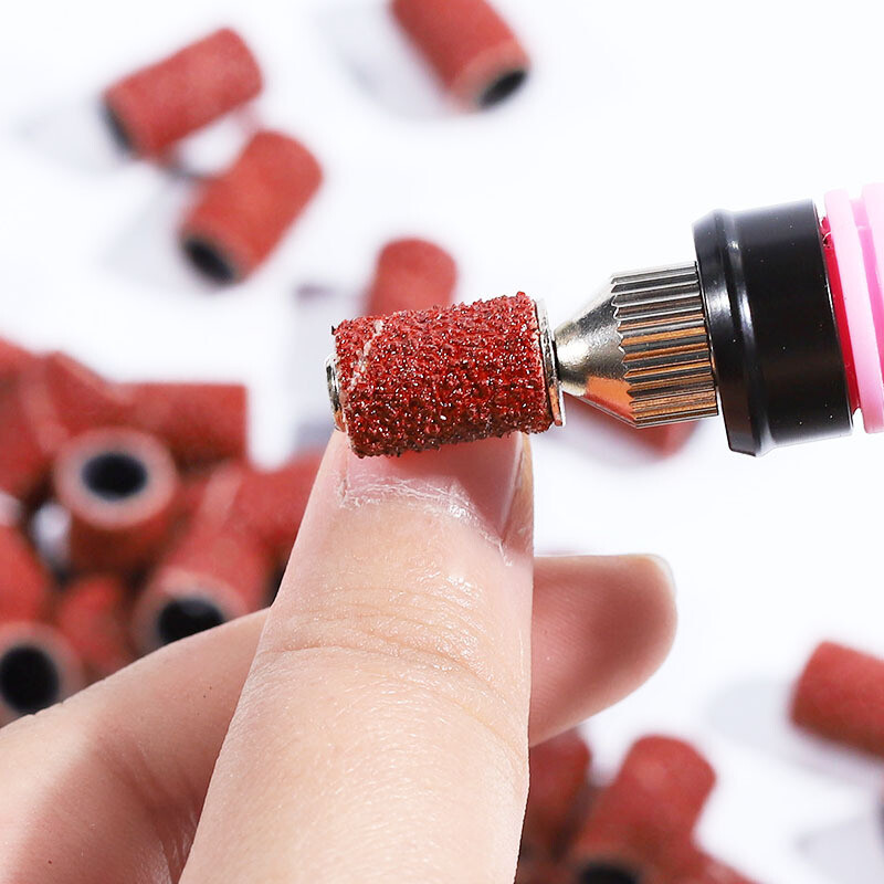 100pcs Sanding Bands Drills Bits Nail Art 80/120/180# Machine Gel Acrylic Tips