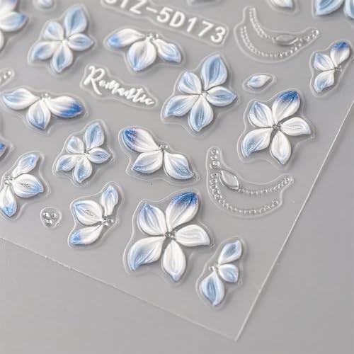 3Sheet 5D Embossed Nail Stickers – Spring Nail Art – Flower Stickers – 7