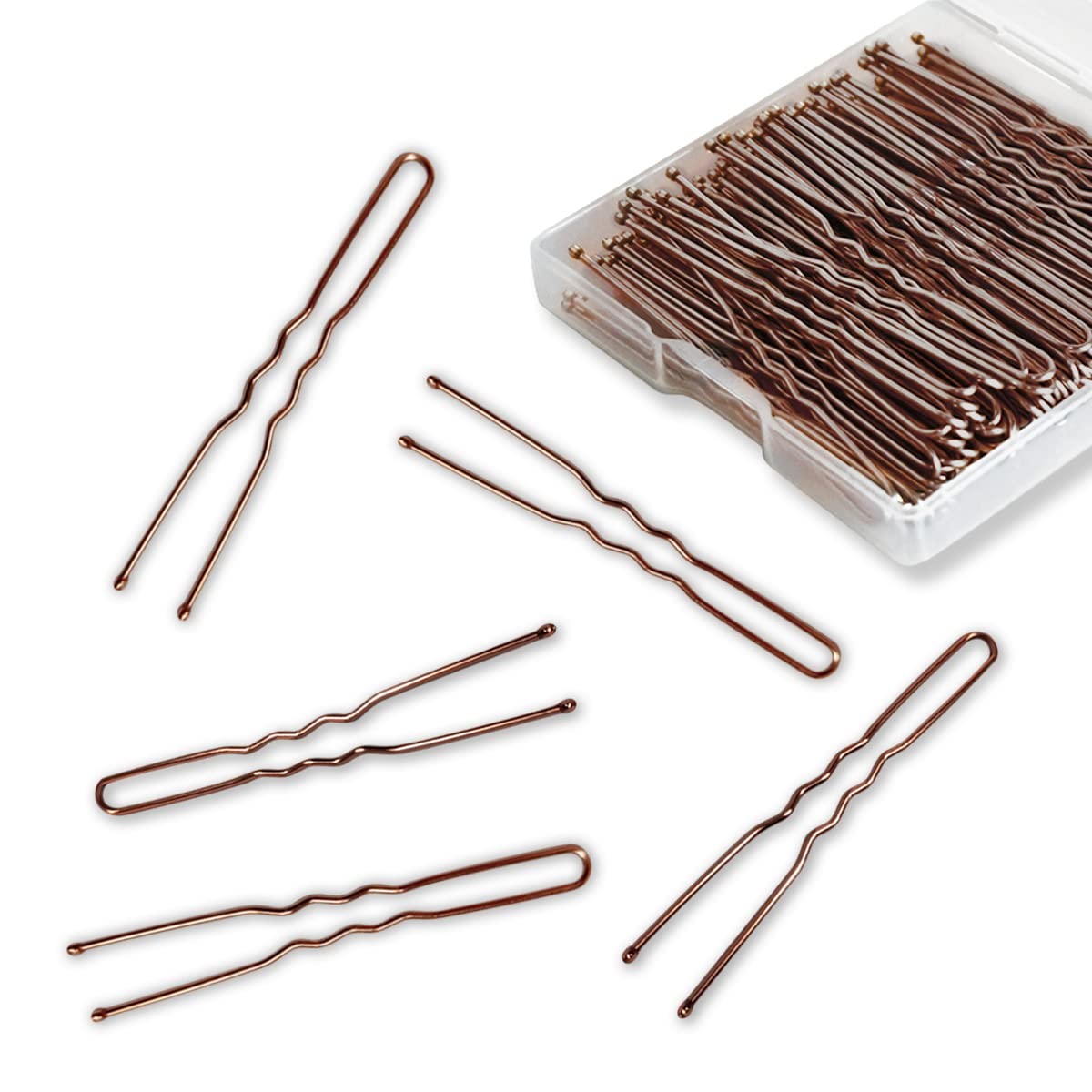 100 PCS Invisible Wave Hairgrip U Shaped Hair Pins Kit Large Heavy Duty Brown