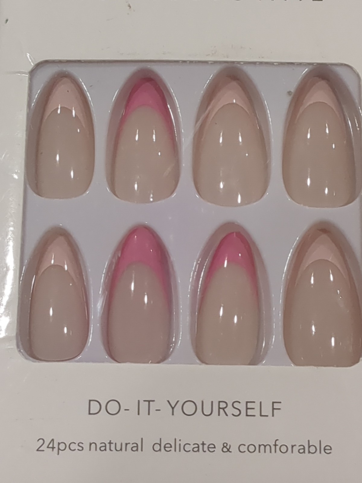False Nail Sets- Lot Of 3-Press On Nails- Pink & Silver, Coffin & Almond- New