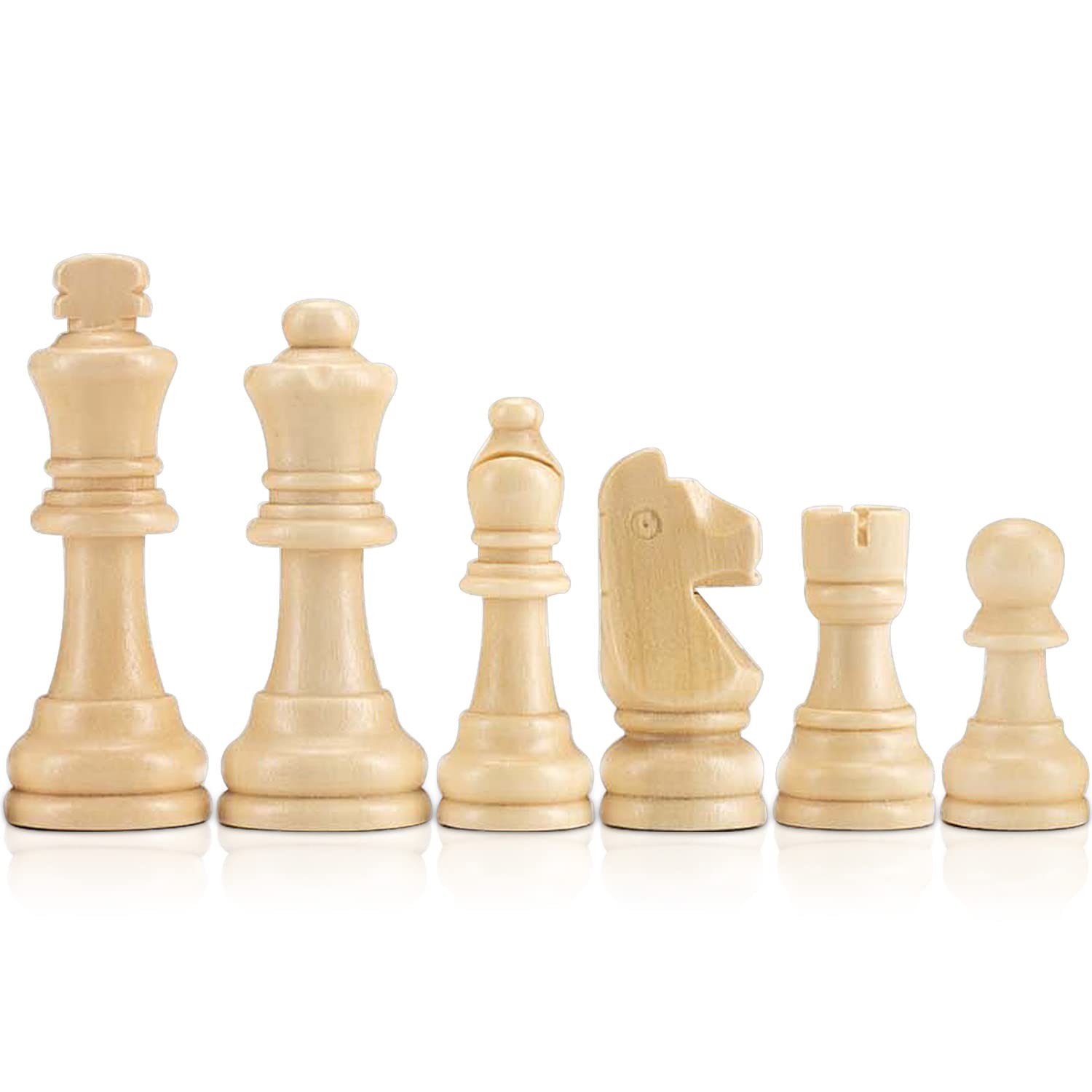 AMEROUS Wooden Chess Pieces Only, Staunton Style Wood Chessmen Medium, Brown