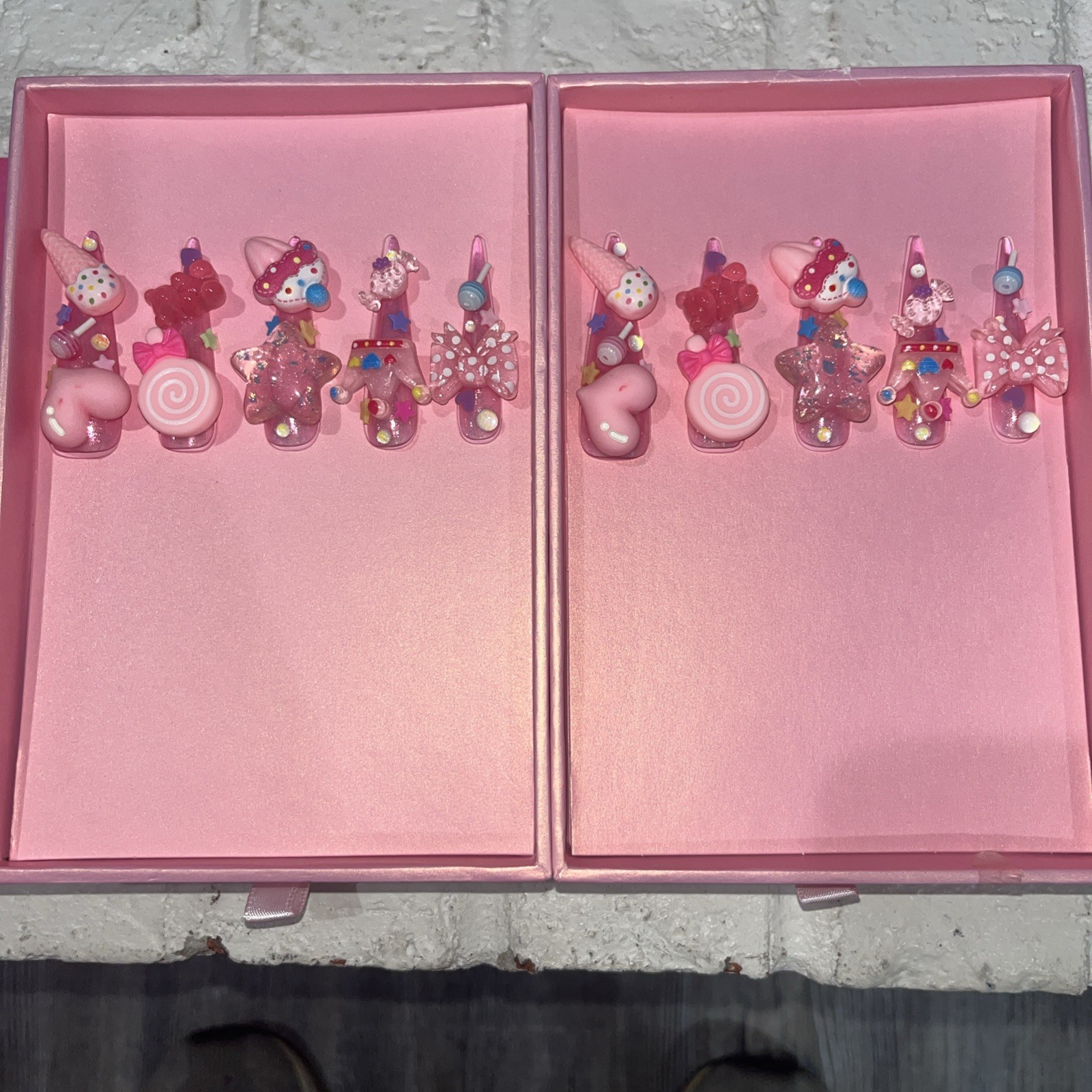 Pink Friday Luxurious Press On Nails Kawaii in Square Length XXL Medium IceCream