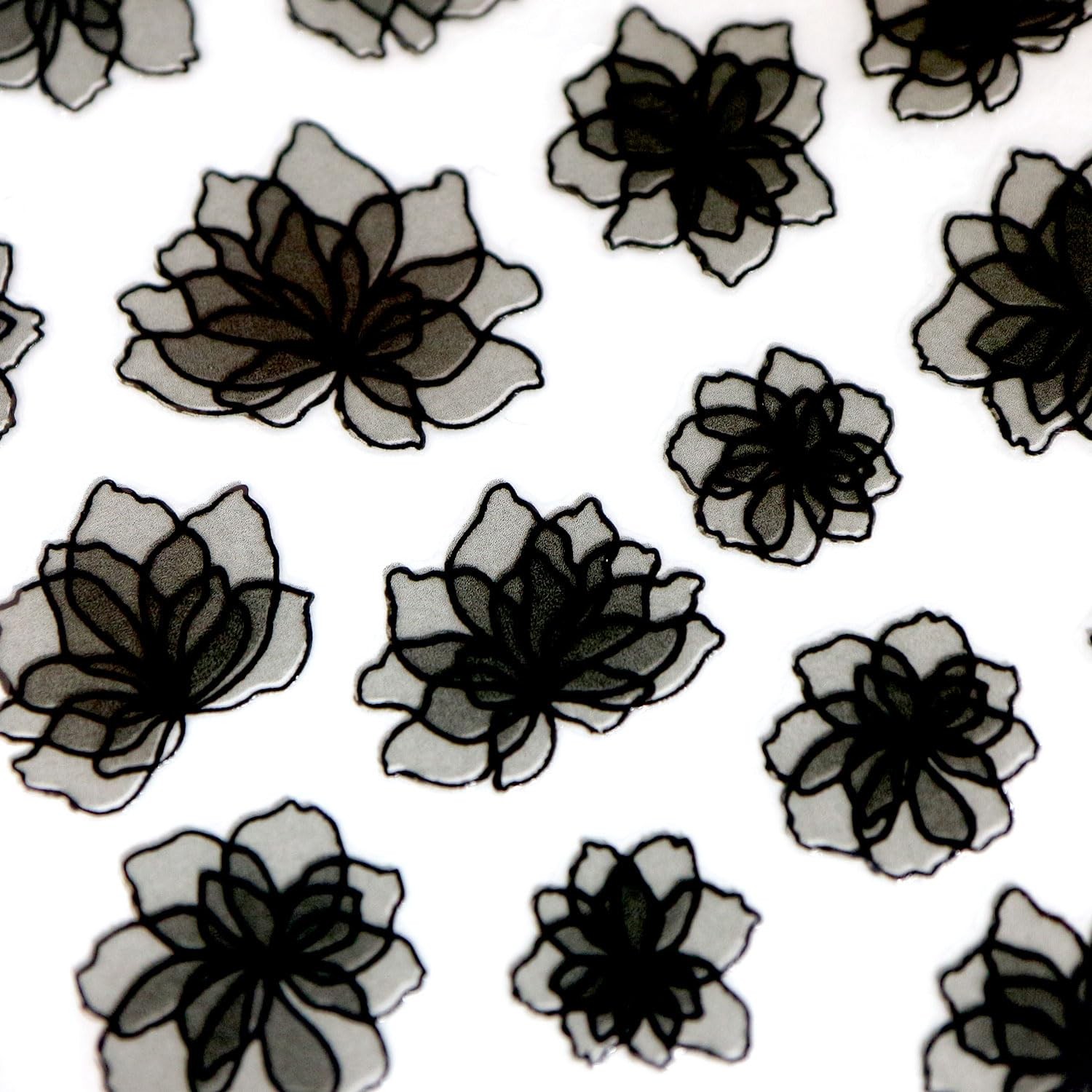 Nail sticker flower translucent translucent black 1 sheet NAS-030