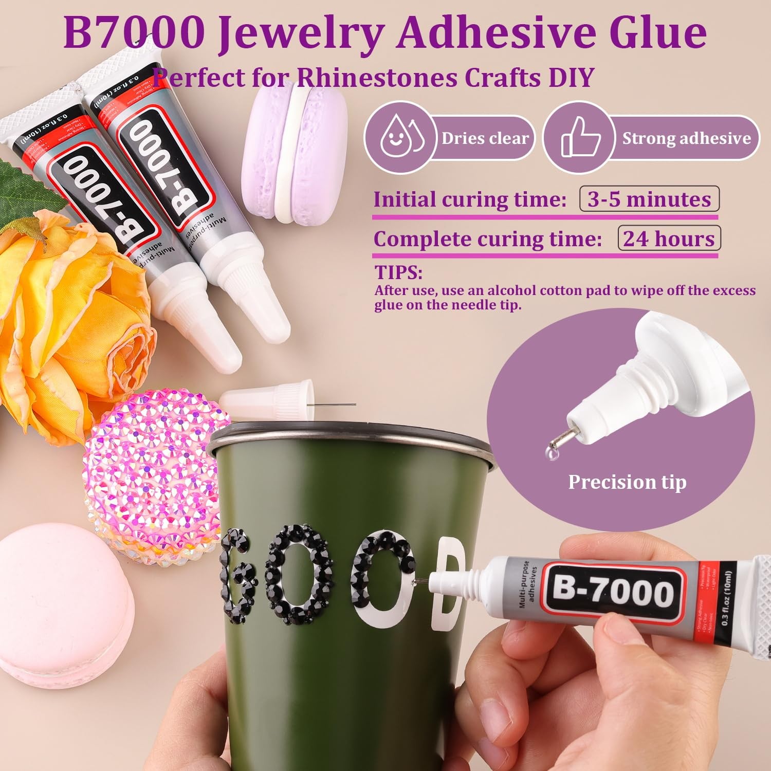 5000Pcs 4mm Resin Jelly Rhinestones with 1Pcs 10ml B7000 Jewelry Glue for Cra…