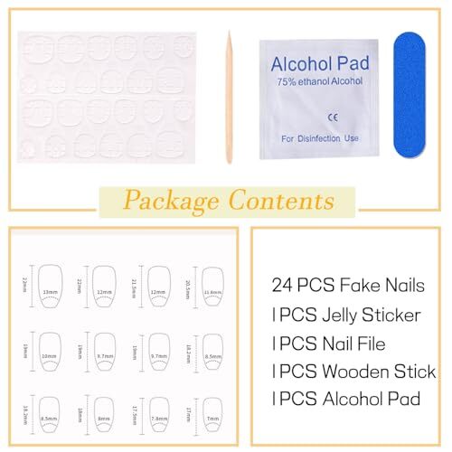 Coffin Press on Nails Short Fake Nails with Marble Designs Acrylic pink-6 blue