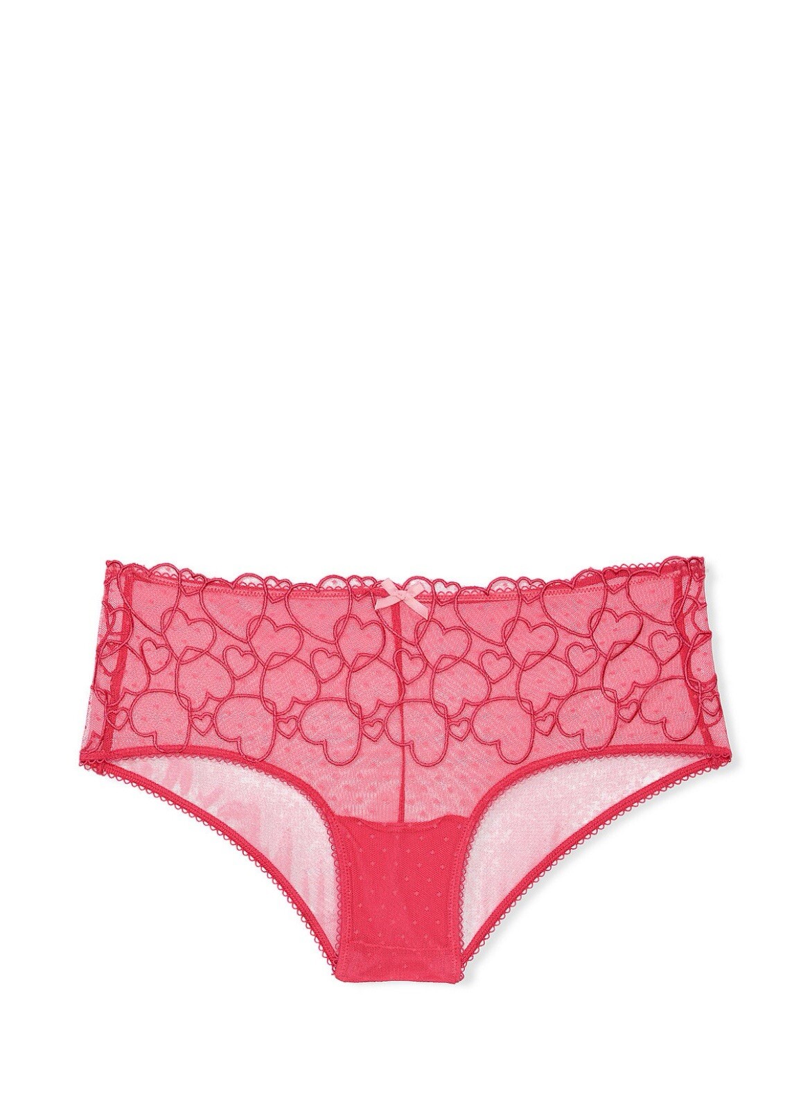 Victoria Secret Pink Cheeky Hiphugger Mesh Panty Sexy Lace Wink Heart Embroidery