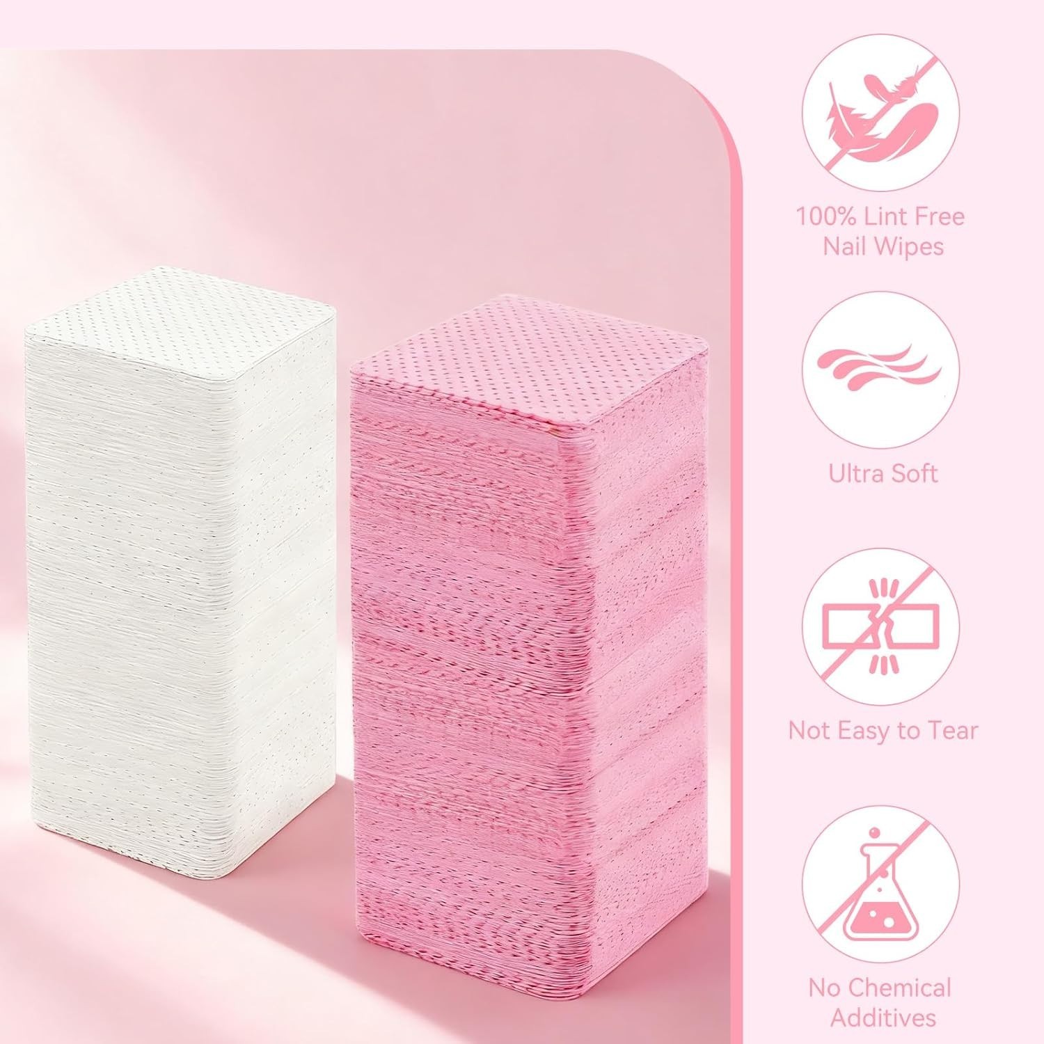 Thick, Durable Nail Wipes – 720 Lint-Free Non-Woven Pads for Professionals