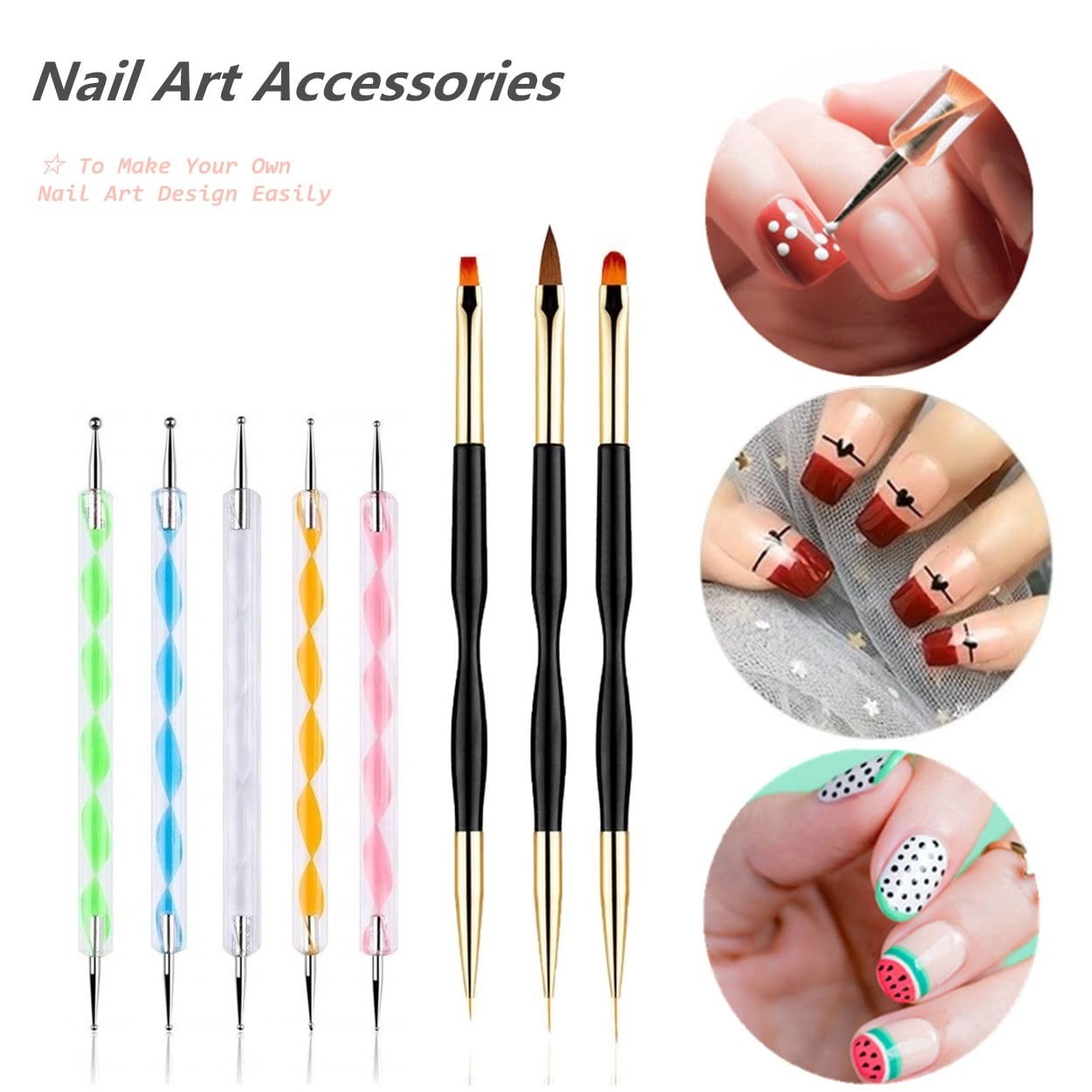 31pcs Nail Art Brushes, Nail Art Tool Set, Dotting Tools, Dust Brush, Striping..