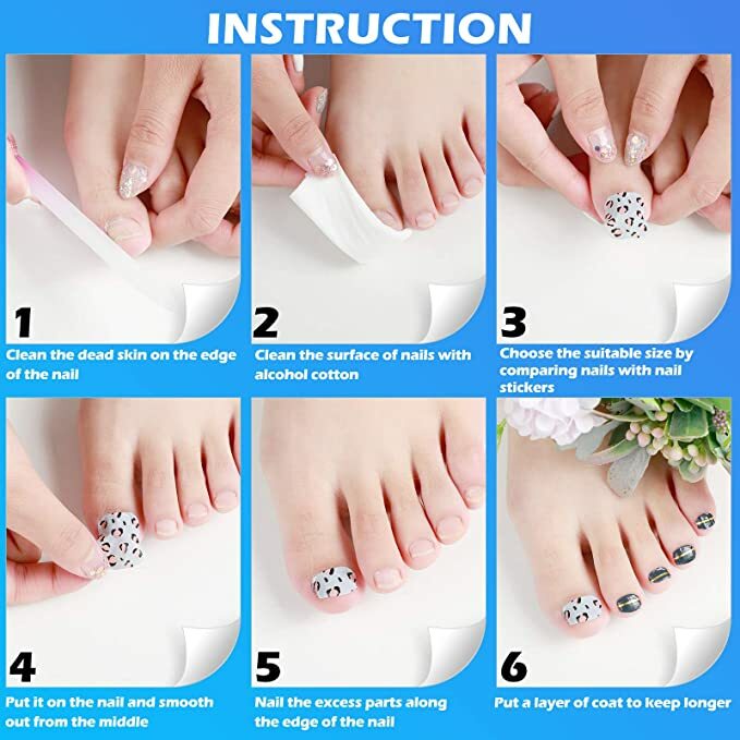 Full Size Nail Wraps Stickers Polish Toe Manicure Art Self Stick Decor 3D Decals