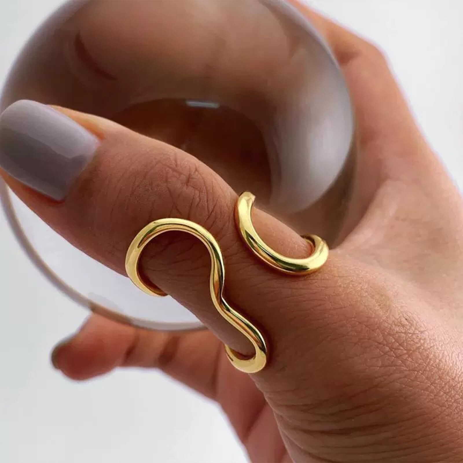 Otxas Chunky Gold Rings for Women Non Tarnish Adjustable Statement Rings Irre…