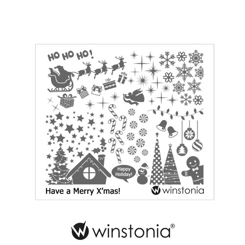 Winstonia Christmas Nail Art Stamping Plate Winter Holiday Gift Manicure Tip USA
