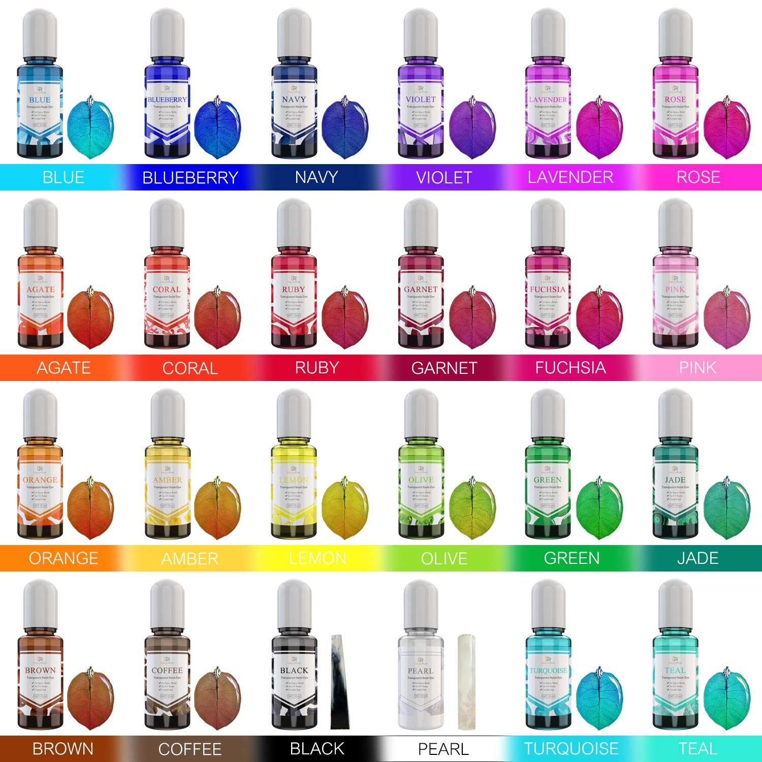 24 Color Epoxy Pigment – Crystal Transparent Dye for DIY Resin Art, Jewelry M…