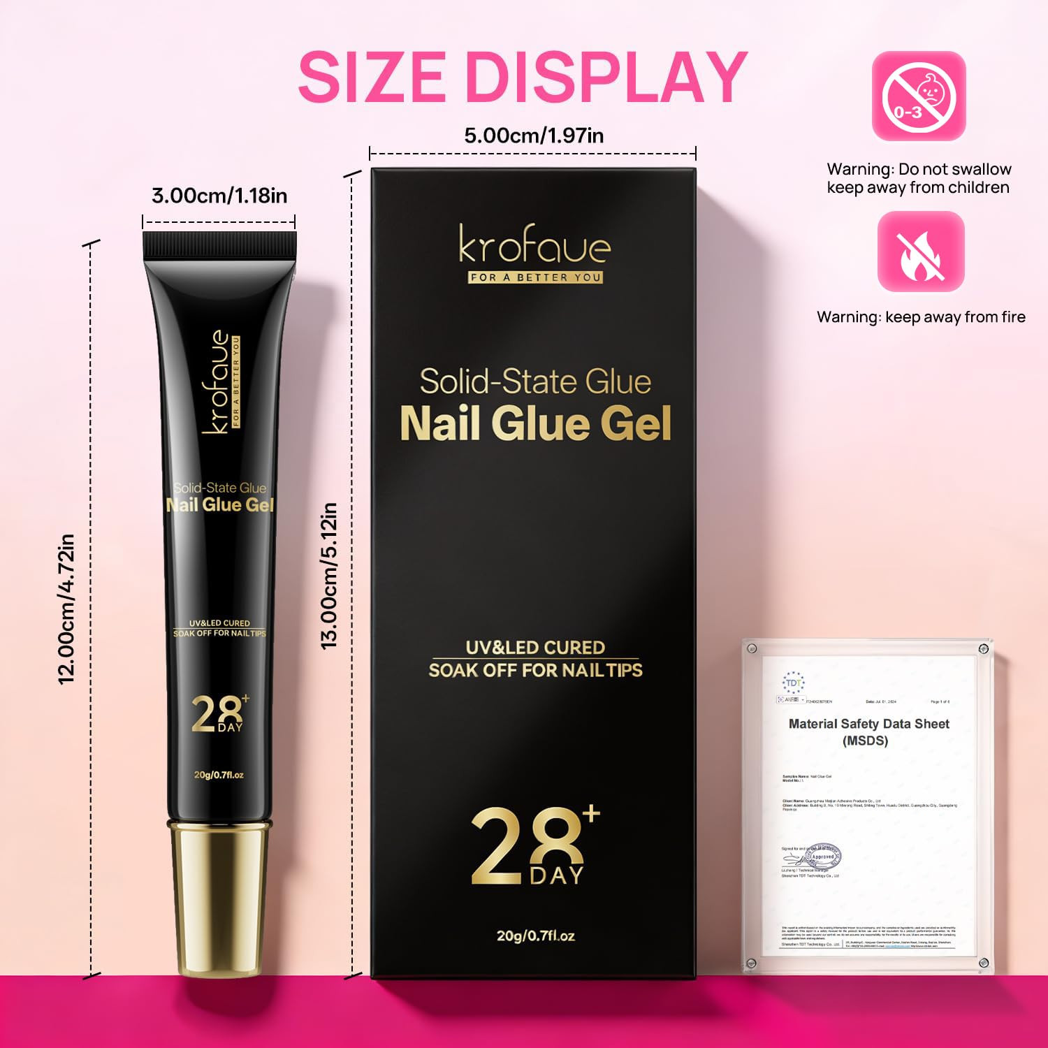 UV Solid Nail Glue Gel 2 Pack, Gel X Nail Glue, Strong Bond | 2X20G Tubes, Bubbl