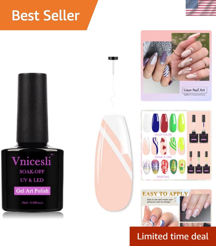 White Nail Art Gel Liner with Built-In Brush – Effortless Swirl & French Nails
