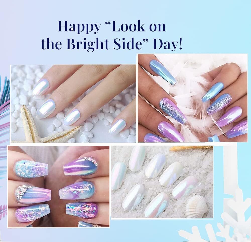 Chrome Nail Powder – 7 Colors White Pearl Chrome Nail Powder Set