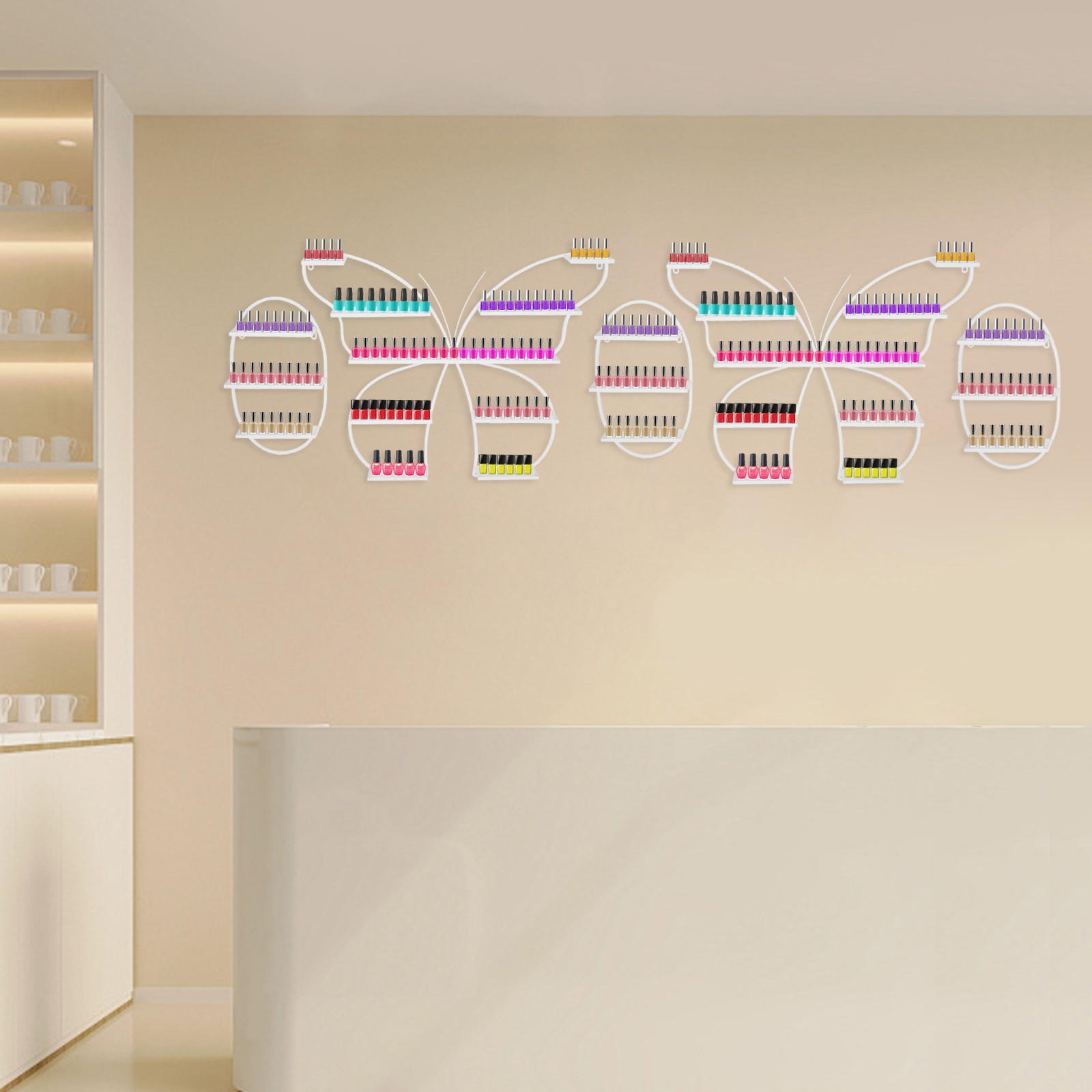 5PCS Iron Butterfly Nail Polish Rack, Wall-mounted Nail Polish Storage Rack