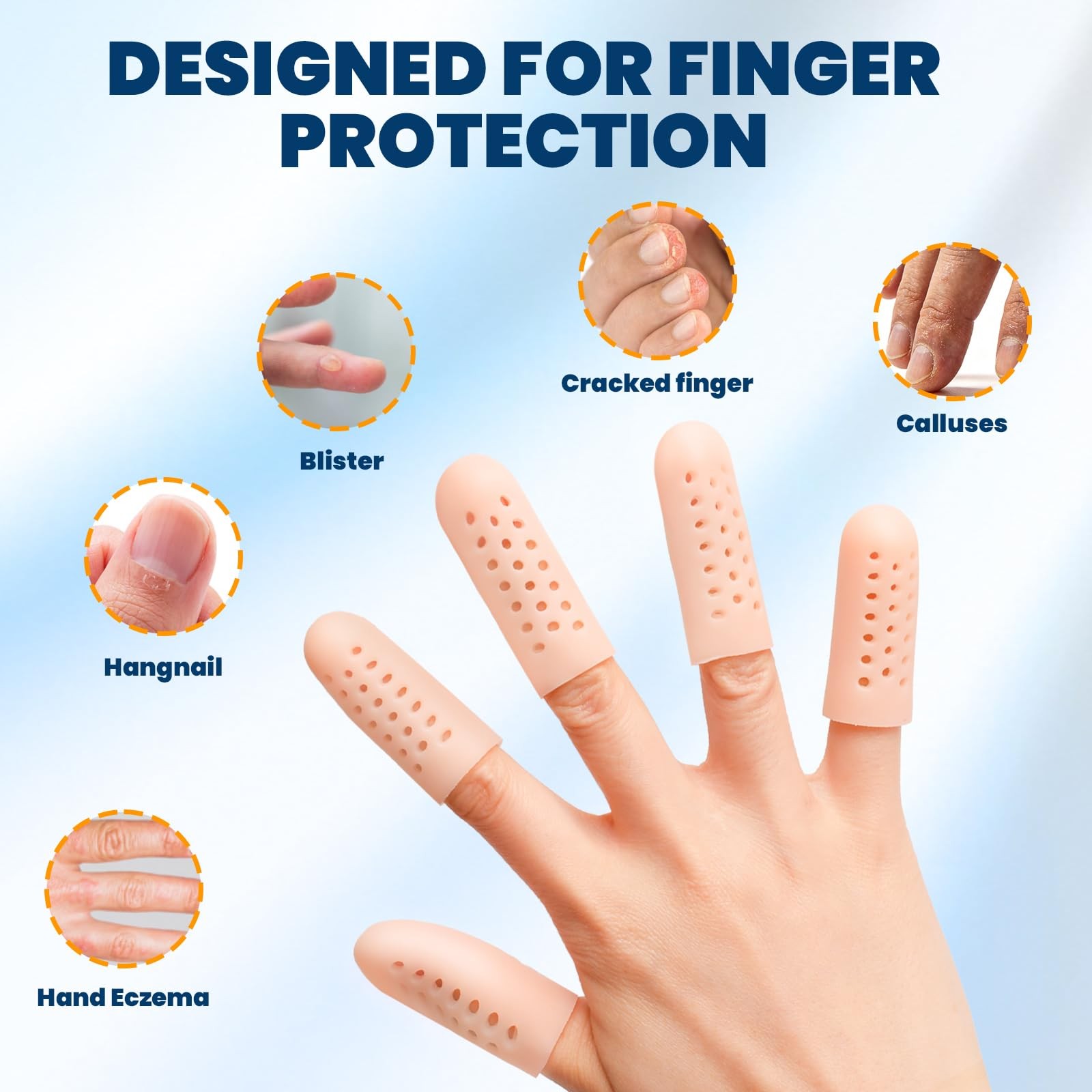 Gel Finger Cots & Finger Protectors – 16 PCS Silicone Finger Sleeves for Fing…