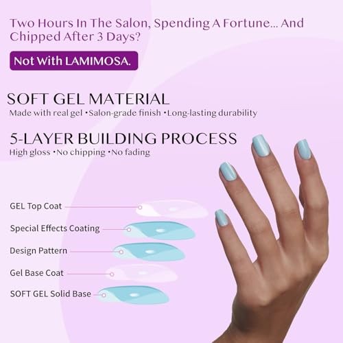 32Pcs Blue Press On Nails – Short Square – Soft Gel Fake Nails in Majorelle Blue