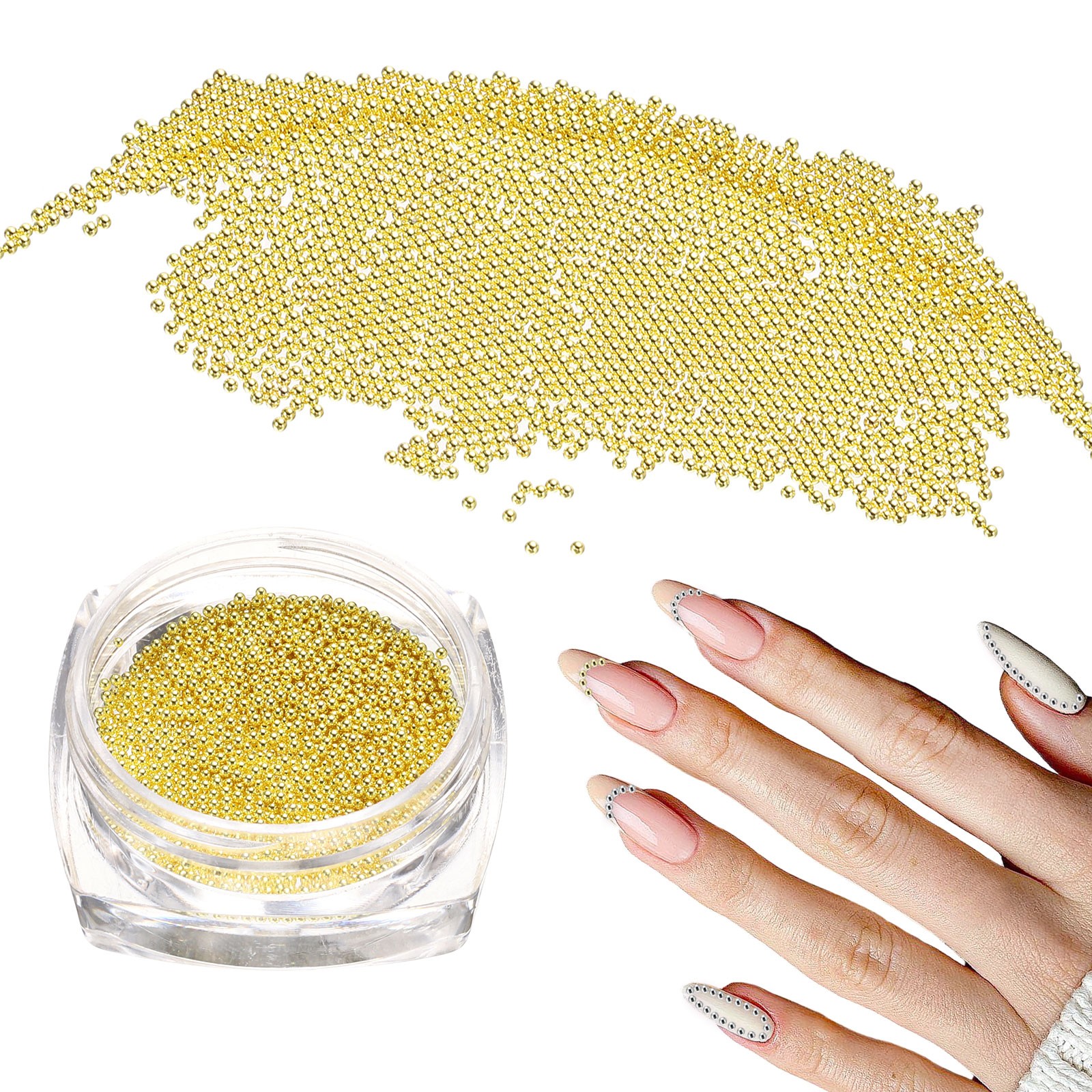 Nail Art Beads 0.03″ Mini Metal Caviar Nails Beads Ball for DIY Craft Gold