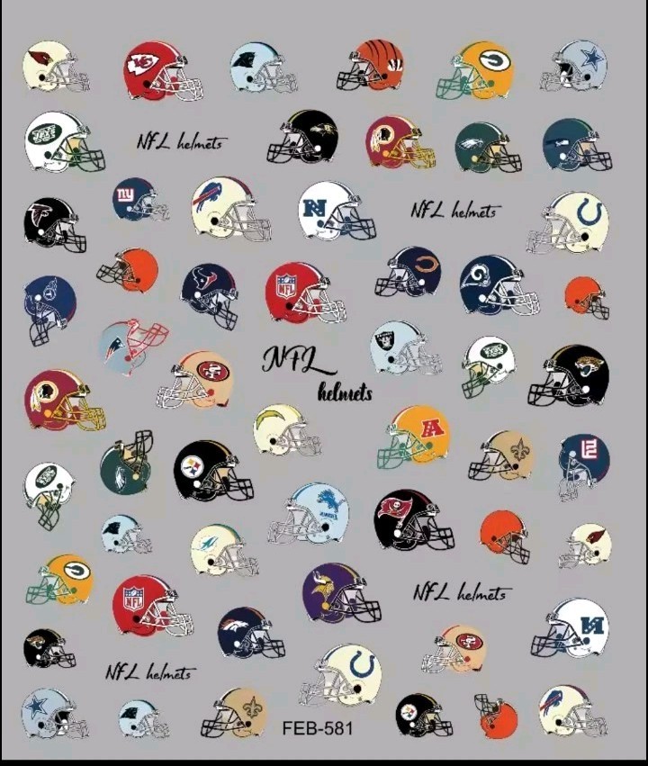 NFL Team Helmets 5D Nail Stickers Strip DECALS HIGH QUALITY!
