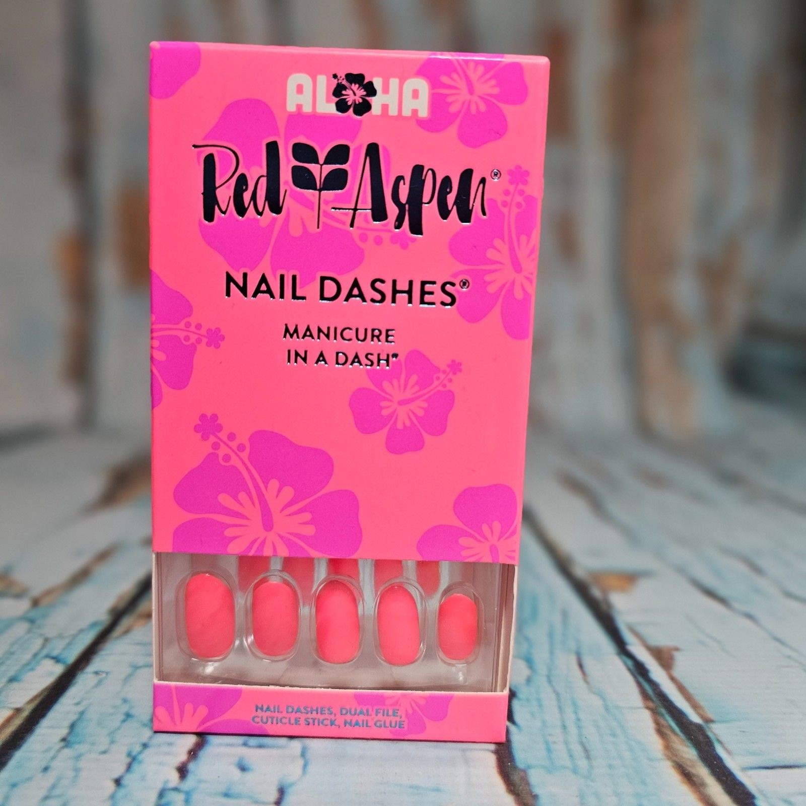 Red Aspen Mele’s Shaved Ice Shack Nail Dashes Medium Oval Pink Coral New