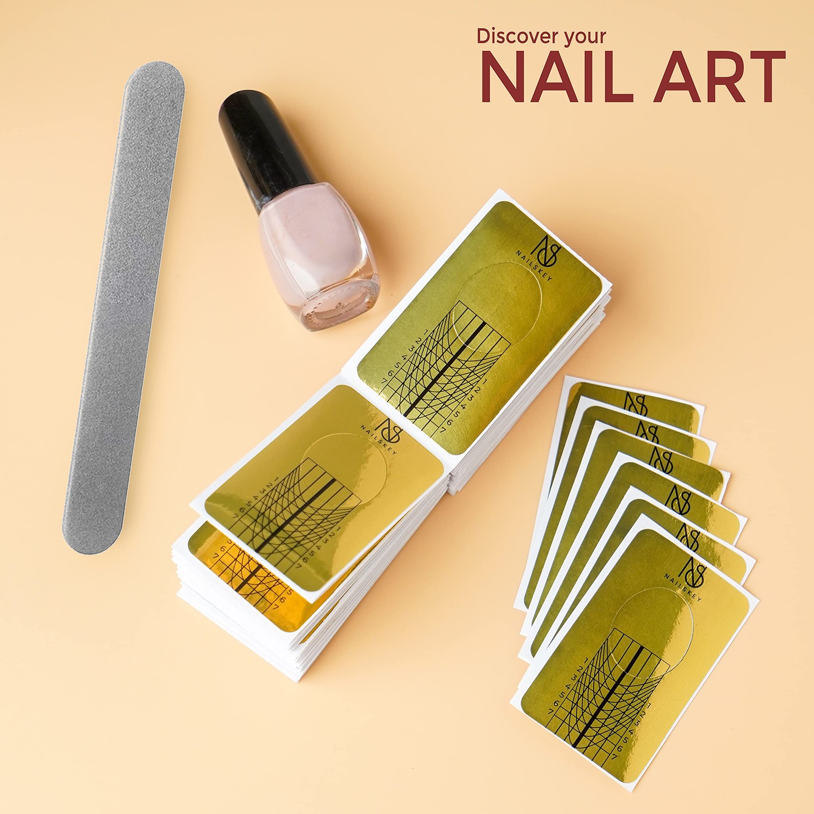 100 Pcs Long Nail Forms Extension Nail Form Guide Stickers for Acrylic
