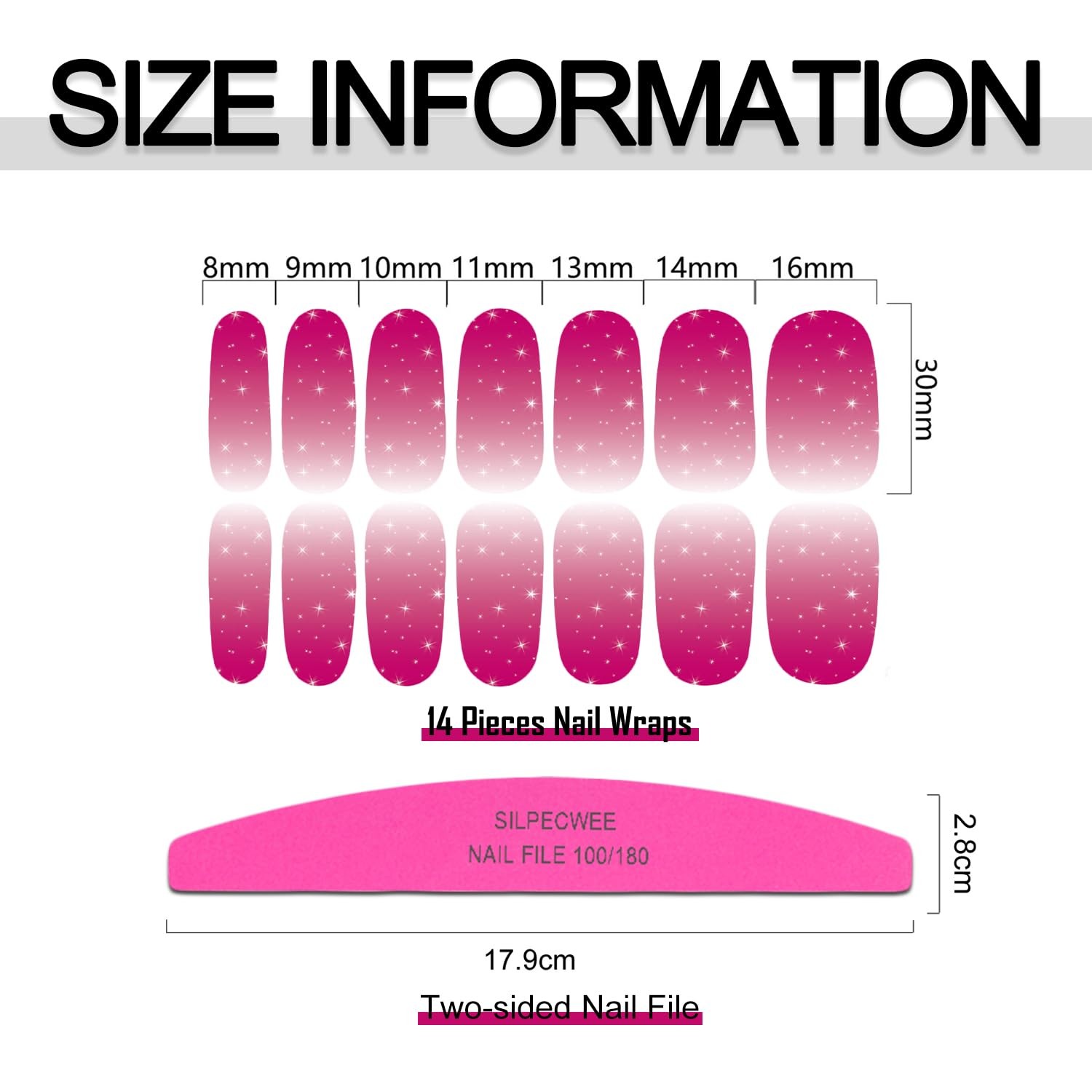 20 Sheets Glitter Nail Polish Stickers Full Nail Wraps for Women Gradient Col…