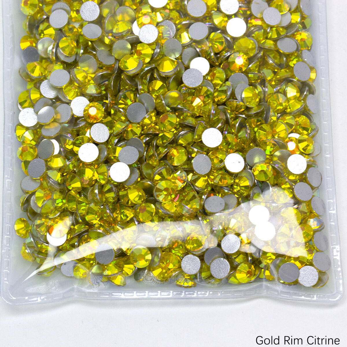 1440 Gold Rim Dazzle Flatback Rhinestones Glass Diamond DIY Crafts Art Deco Gems