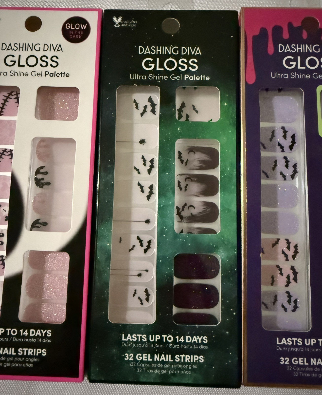 Lot of 3 Dashing Diva Gloss Ultra Shine Gel Nail Strip Palettes Halloween Design