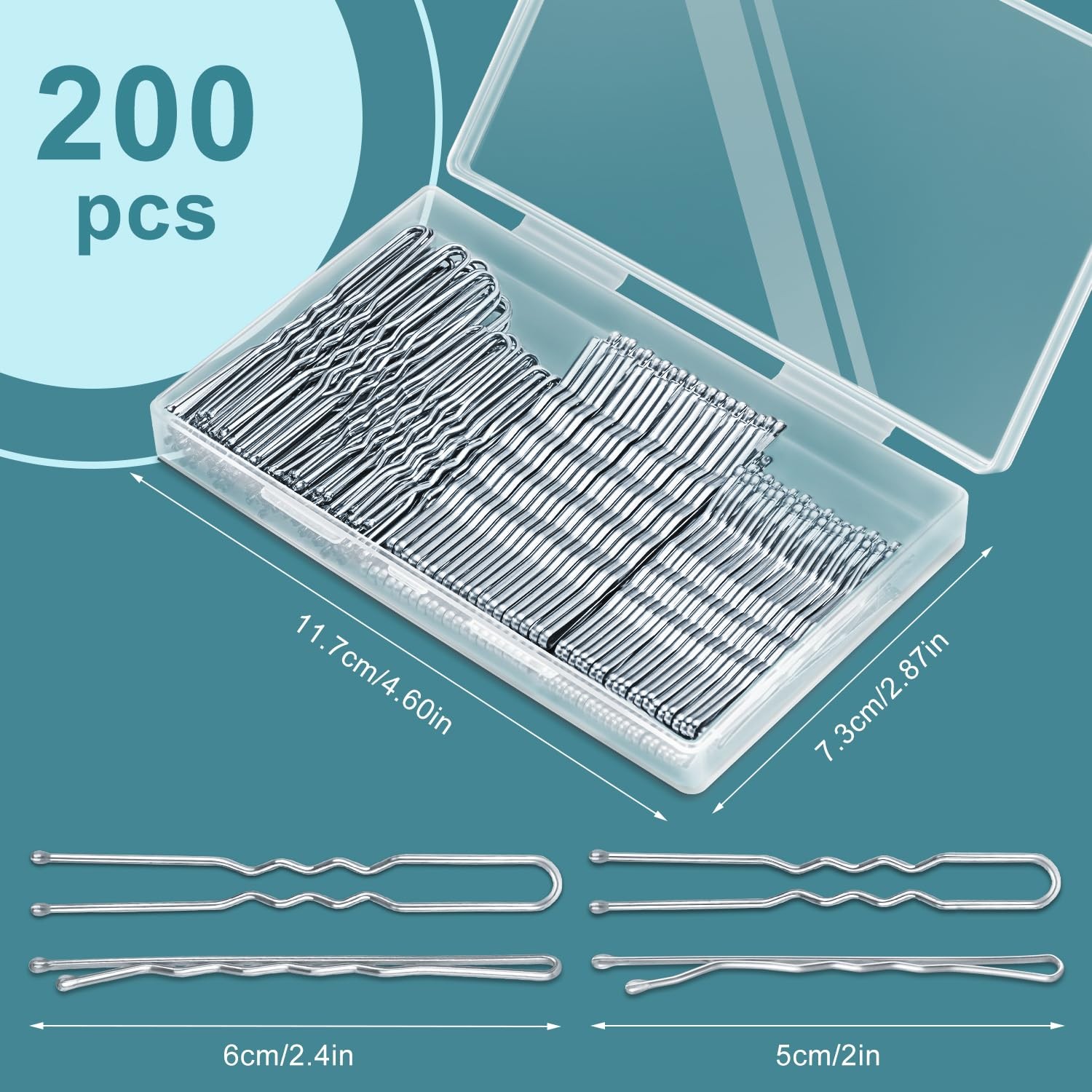 TsMADDTs Hair Pins Kits, 200 pcs Silver Bobby U Shaped for E-Silver