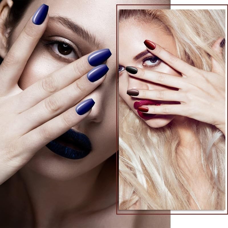 720 Pieces 30 Sets Medium Square Press on Nails Glossy Fake Nails Solid Color…
