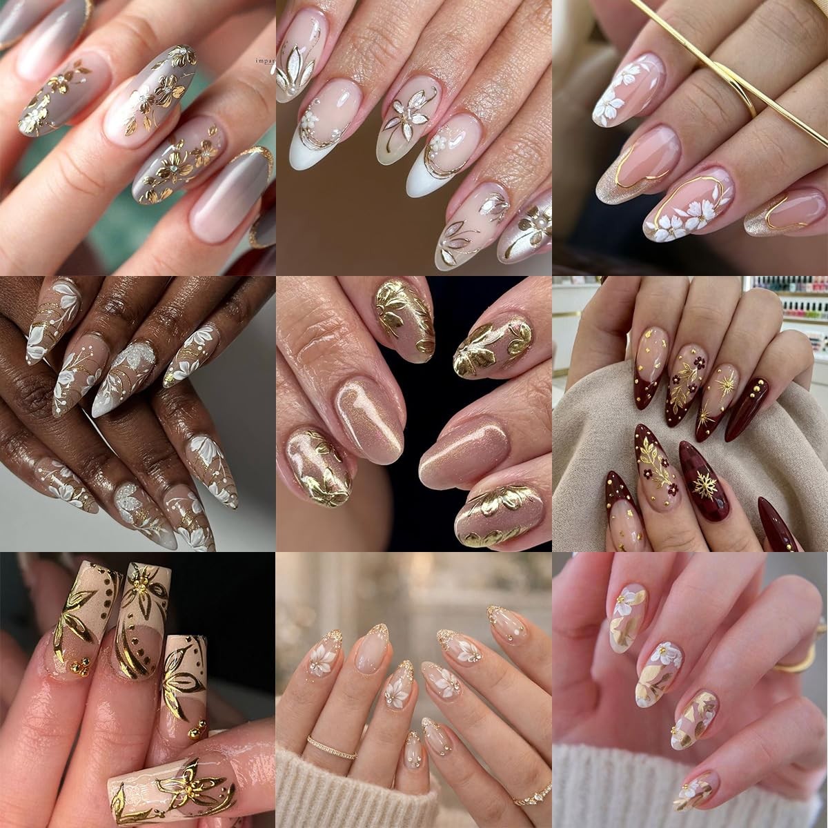 6 Sheets 5D Embossed Flower Nail Stickers for Nail Art Spring Summer Design