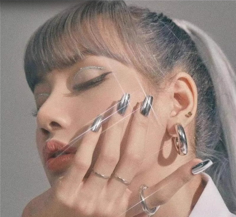 Coolnail Shiny Punk Style Metallic Short Reflective False Fake Nails Metal Plat