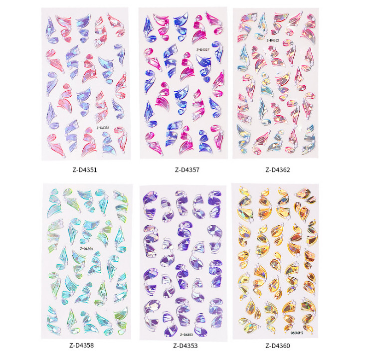 Holographic Nail Art Sticker 5D Engraved Ribbon Self-Adhesive Foils Wraps NS4