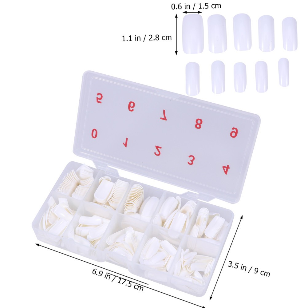 500Pcs Reusable ABS Artificial Nail Tips Full Cover White for DIY Use