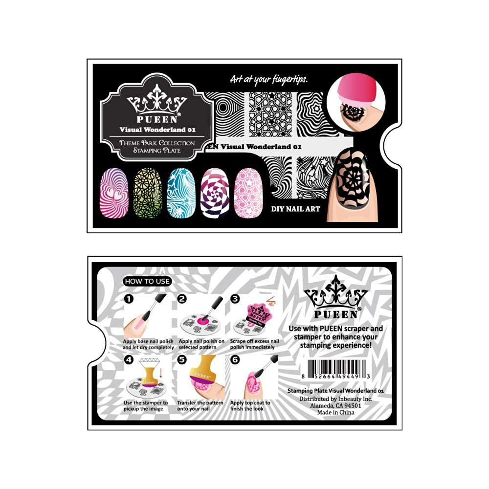 Nail Art Stamping Plate – Visual Wonderland 01 – Theme Park Collection 125X65Mm