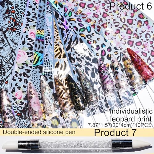 Nail Art Transfer Foils Pieces, Mixed Designs – Dried Flowers, Iridescent, 60