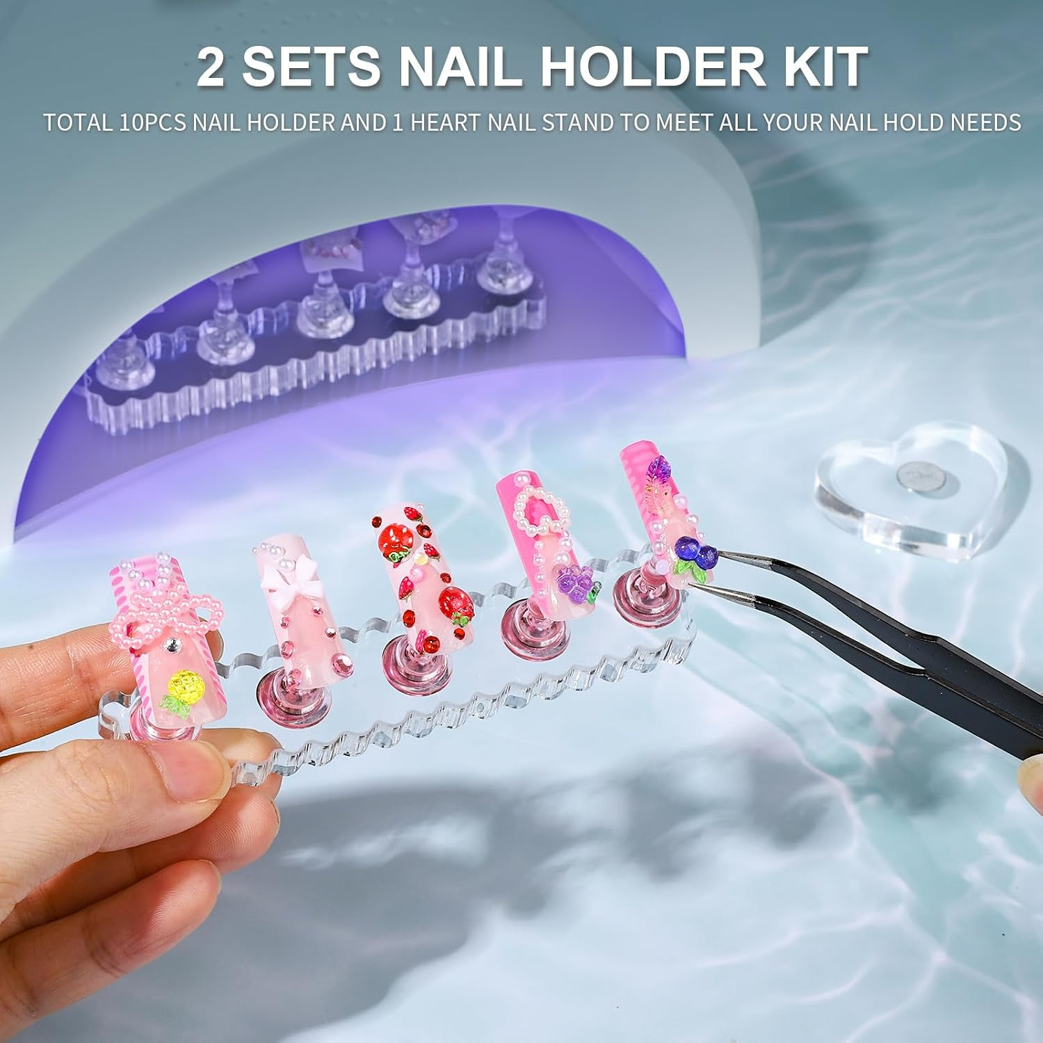 Fandamei Nail Stand,2 Set Nail Holder for Painting Nails,Nail Stand for Press On