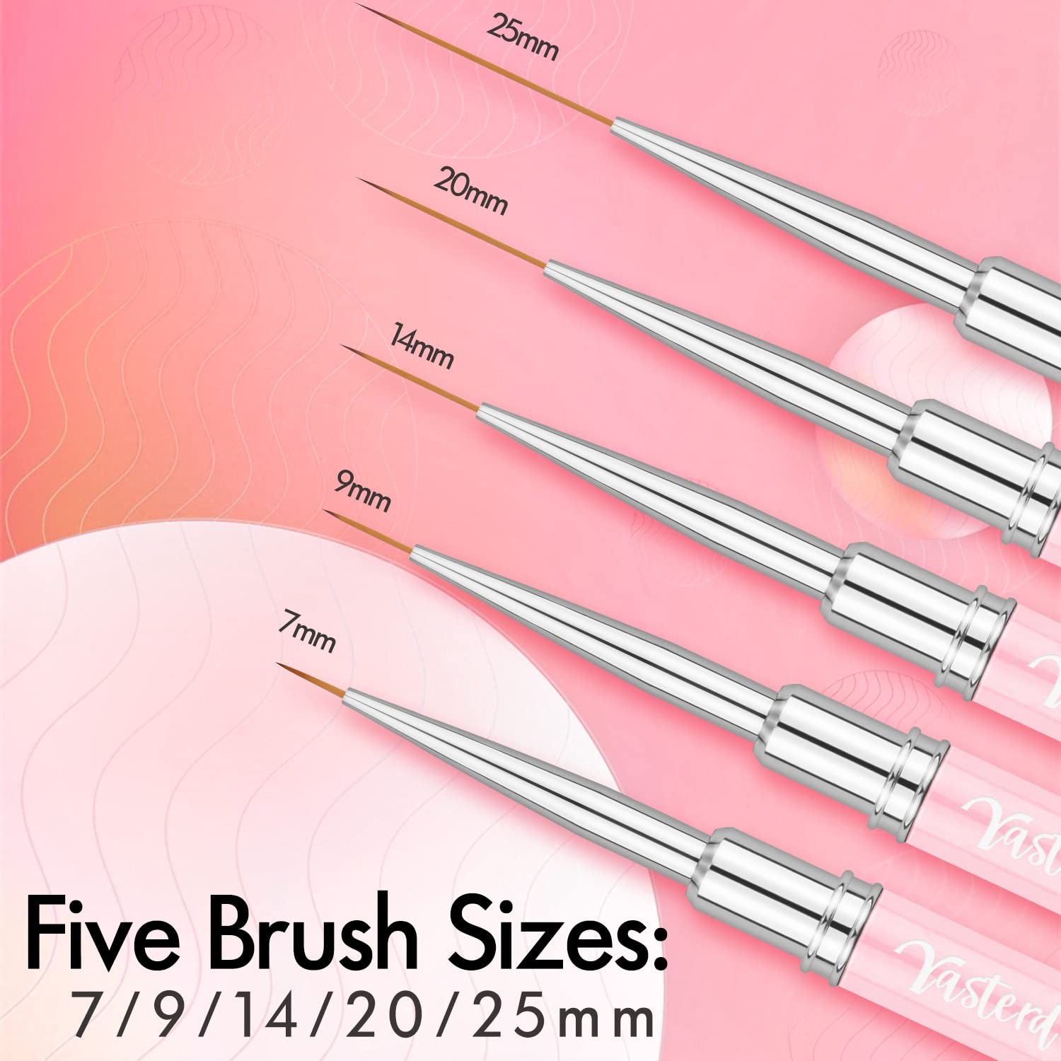 Nail Art Brushes, 5pcs Long Nail Art Line Brushes