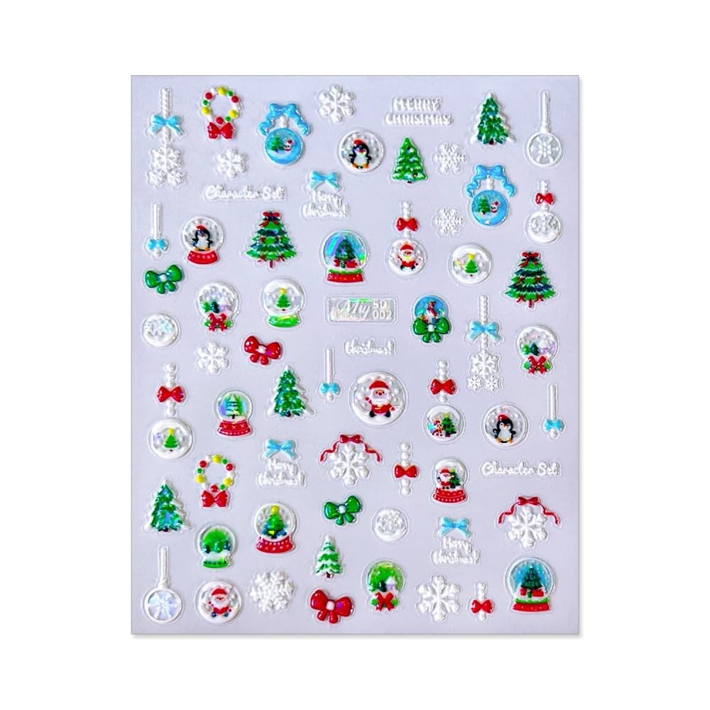 Christmas Nail Stickers 5D Embossed Christmas Tree Nails Decals 3D -Adhesive …