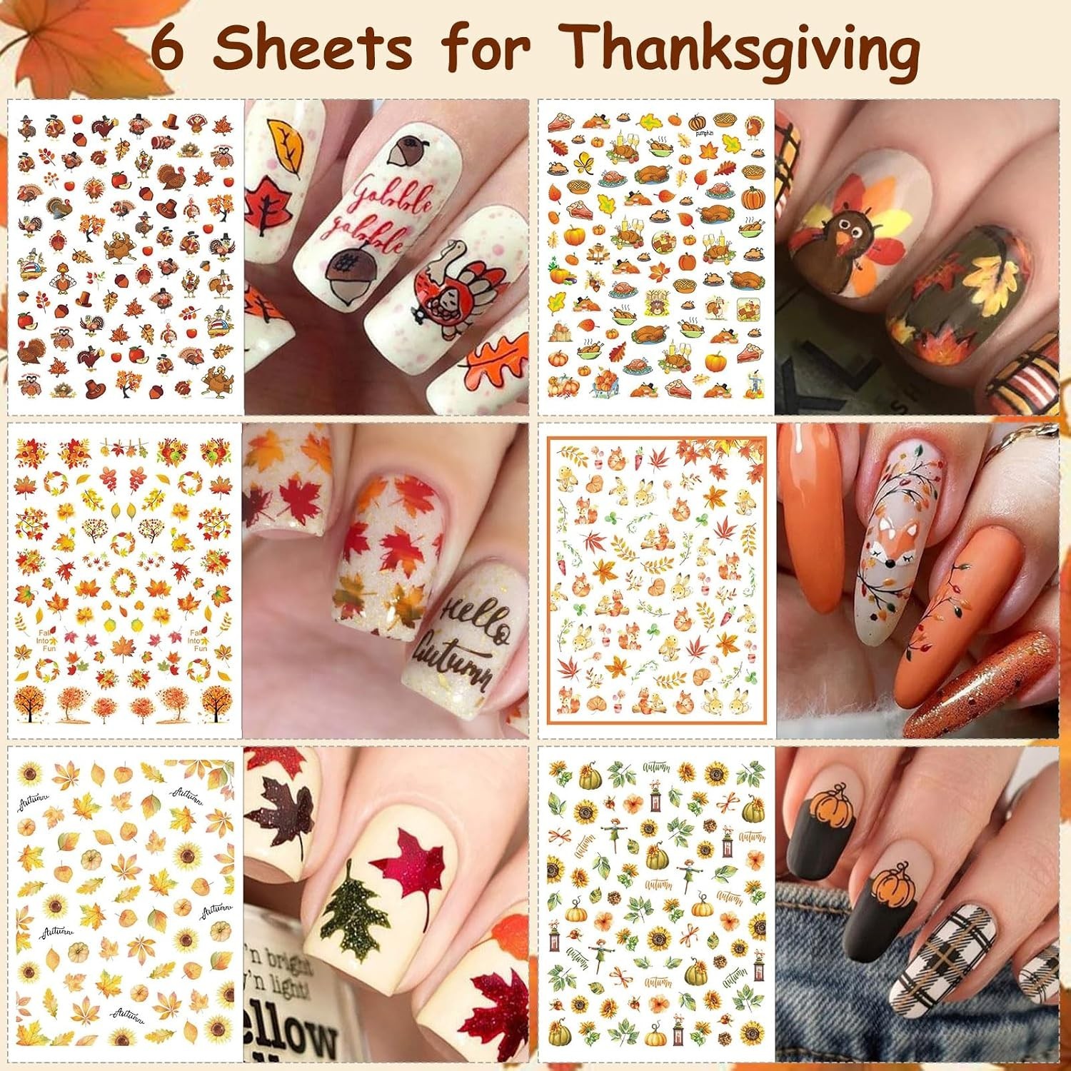 30 Sheets 7 Holiday Nail Art Stickers, Mixed Season Nail Decals Set for All ,…