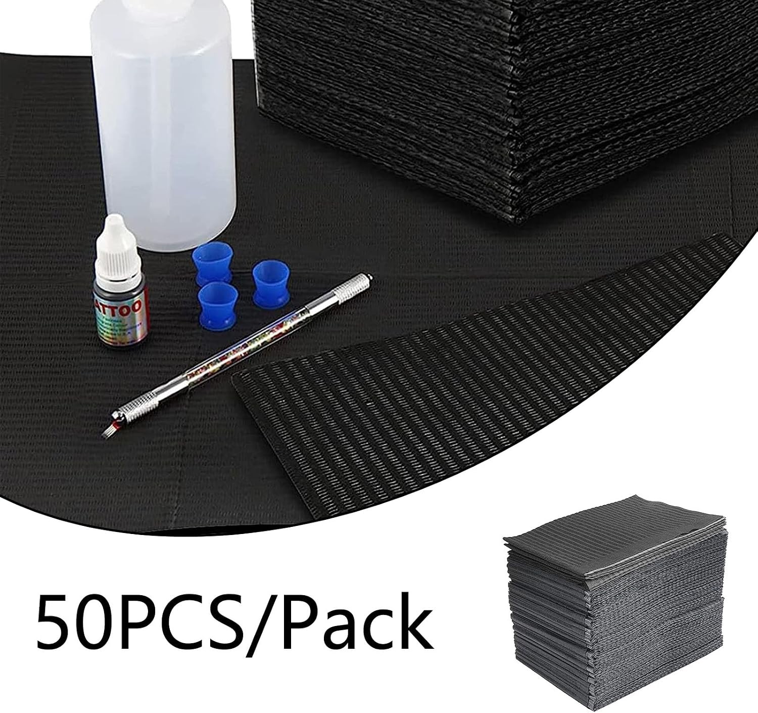 Nail Table Mats Disposable Nail Art Paper Towels,50PCS Black Waterproof 3 Ply