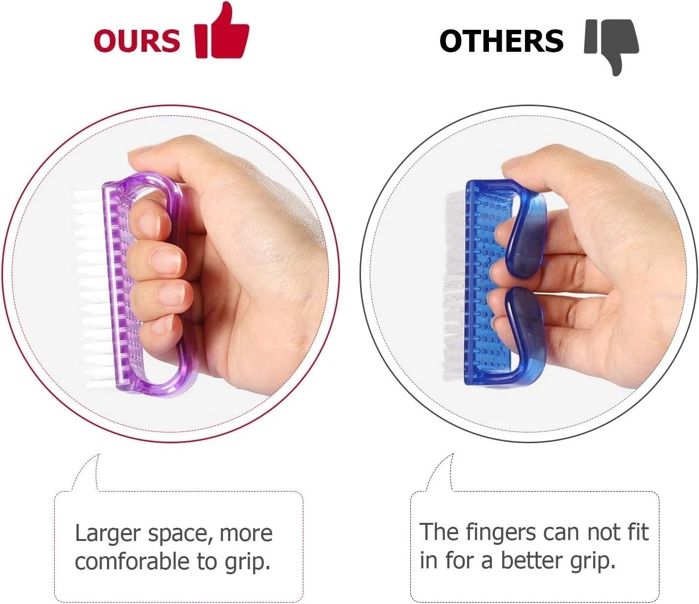Vibrant 4-Pack Handle Grip Nail Brushes – Perfect for Home & Travel Care
