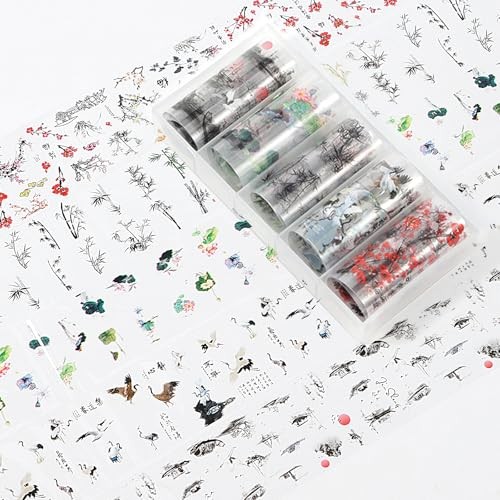 30 Rolls Nail Art Foil Transfer Nail Foil Wraps Bamboo, Landscape Painting