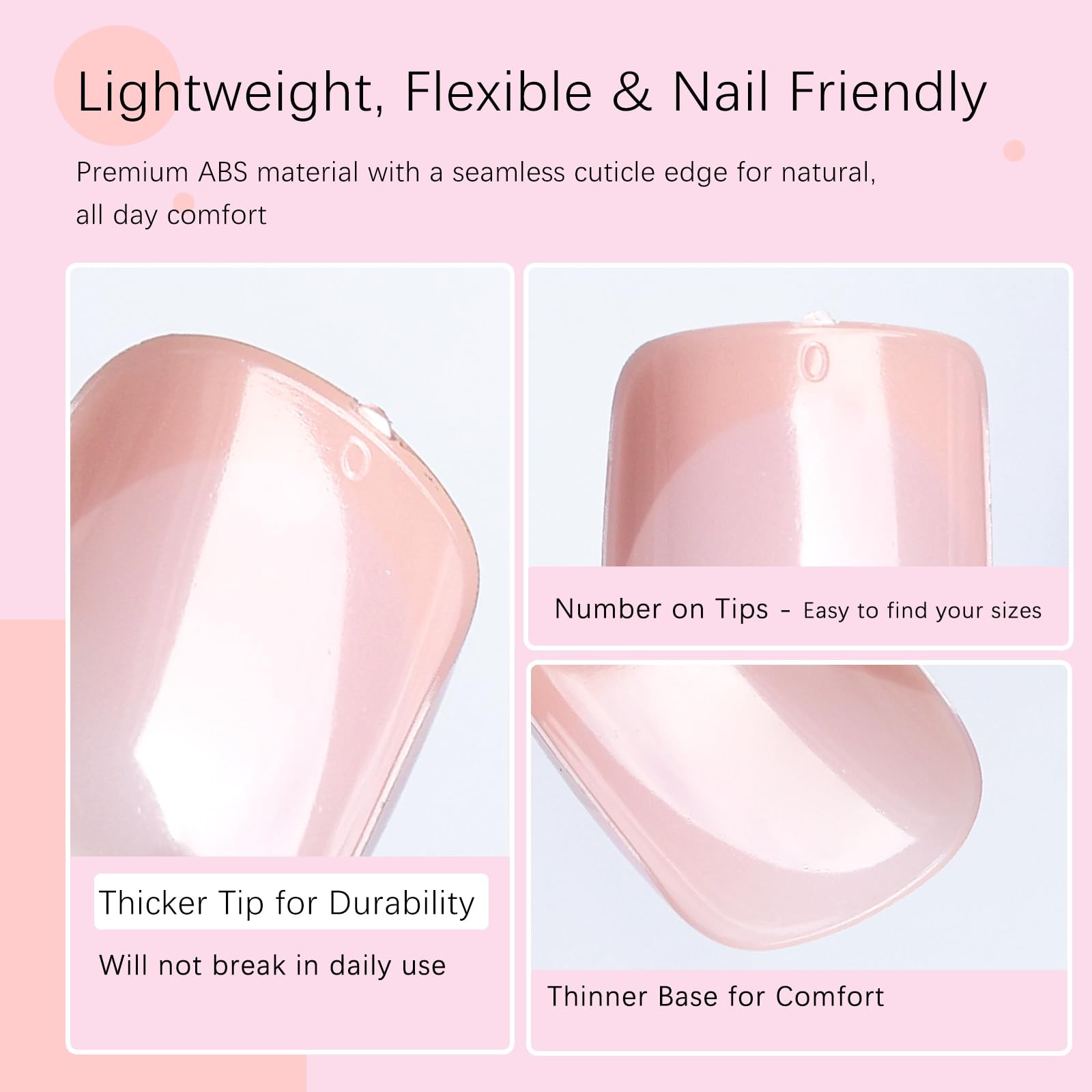 AddFavor 240pcs French Tip Press on Nails Short, Nude Pink – Short Square