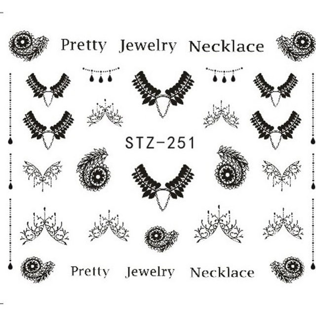 Nail Art Water Transfer Sticker Flower Necklace Jewelry Design Decals Manicure