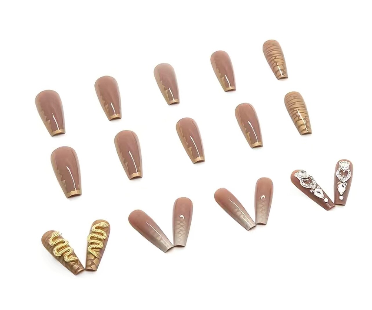 Elegant Gold snake press on nails -strong durable- good 4any occasion-24 pieces